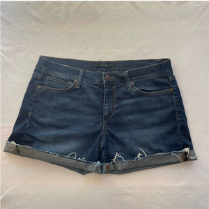 JOES JEANS MEDIUM WASH DENIM RAW HEM ROLLED CUFF SHORTS, 30